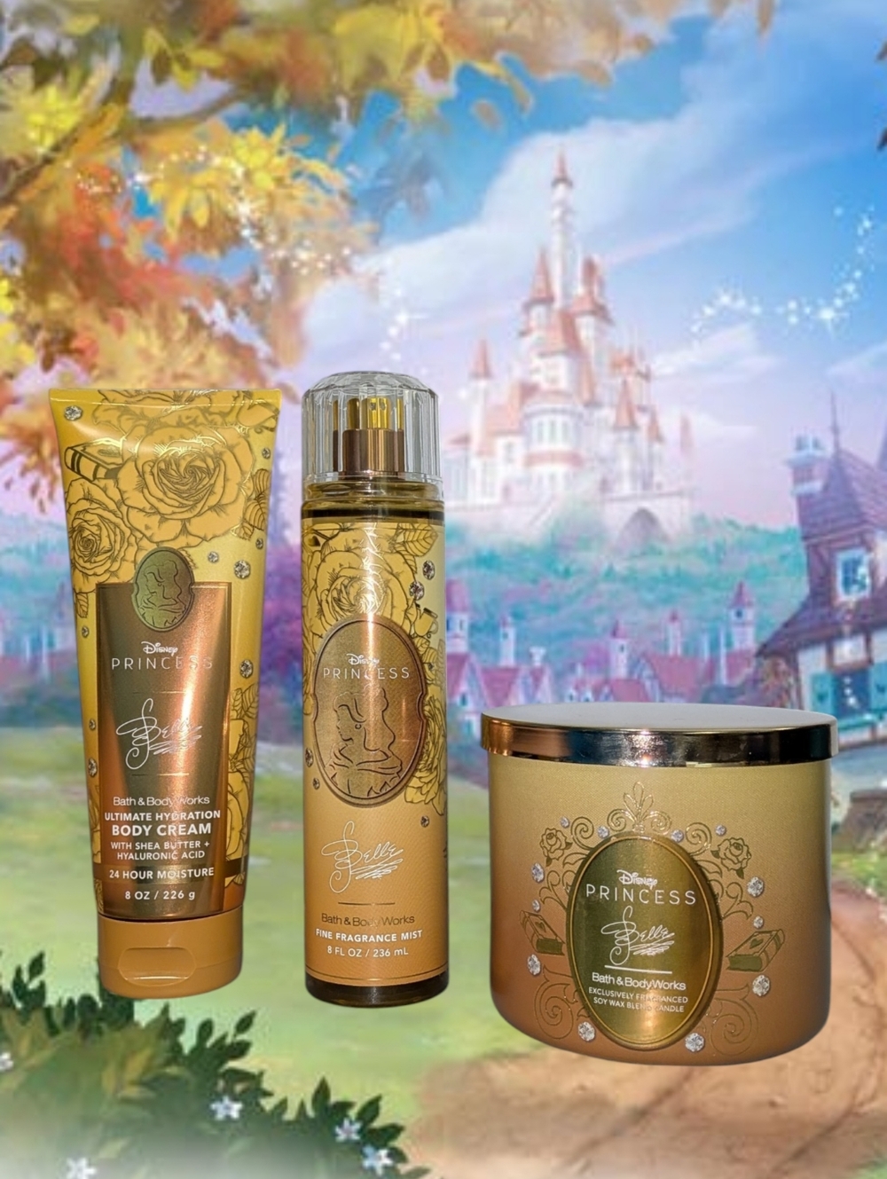 3-PC Set Disney's Belle Bath And Body Works Candle, Body Mist, And Body Cream
